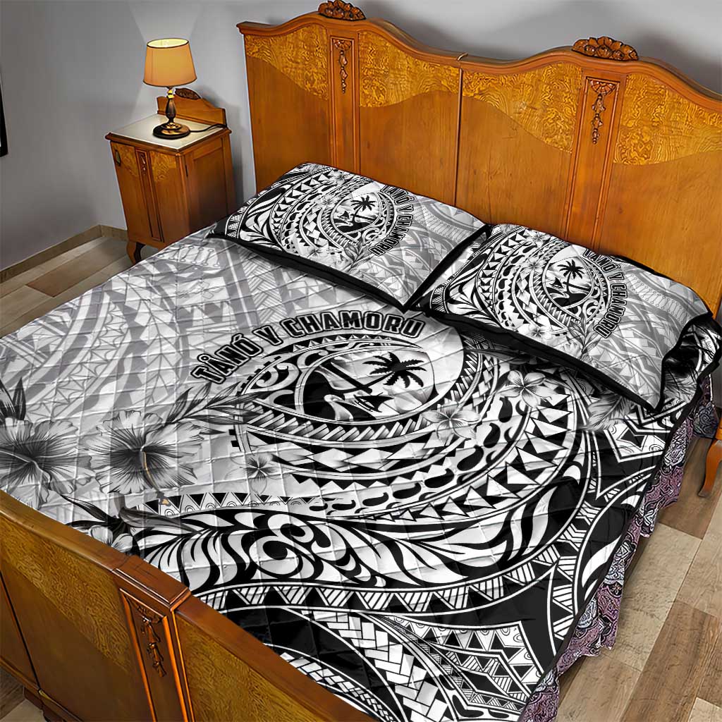 Guam-Land of the Chamorro Quilt Bed Set Polynesian Tattoo Style Hibiscus and Plumeria Art