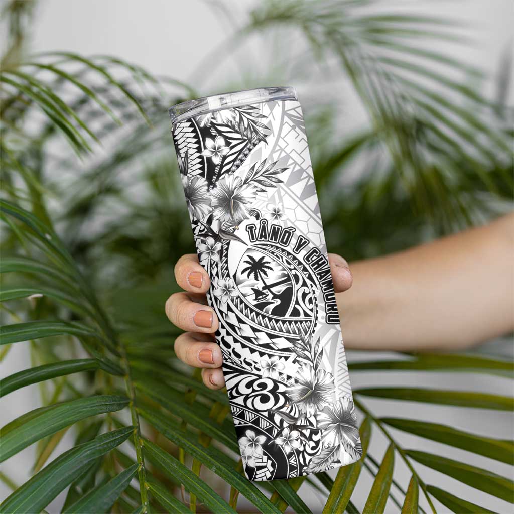 Guam-Land of the Chamorro Skinny Tumbler Polynesian Tattoo Style Hibiscus and Plumeria Art