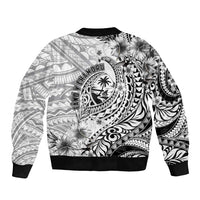 Guam-Land of the Chamorro Sleeve Zip Bomber Jacket Polynesian Tattoo Style Hibiscus and Plumeria Art LT03 - Polynesian Pride
