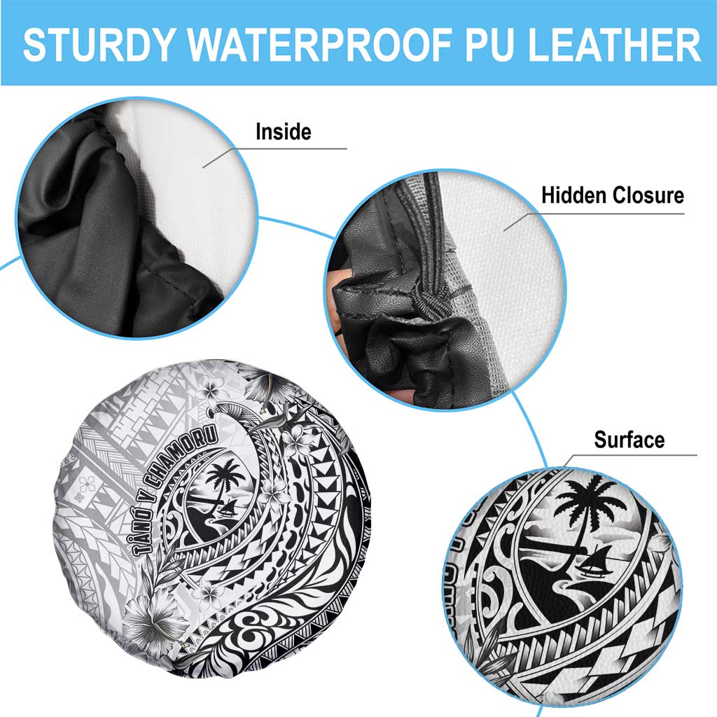 Guam-Land of the Chamorro Spare Tire Cover Polynesian Tattoo Style Hibiscus and Plumeria Art