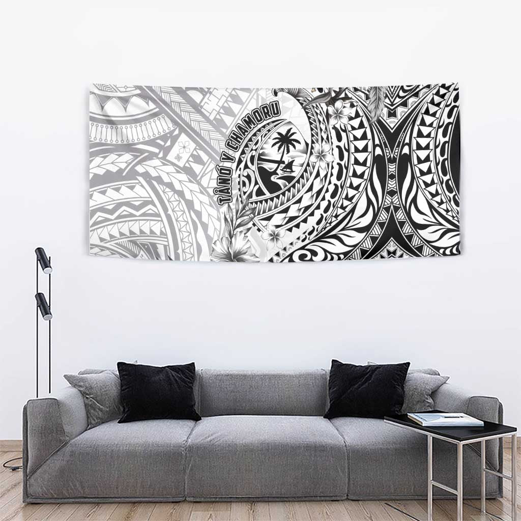 Guam-Land of the Chamorro Tapestry Polynesian Tattoo Style Hibiscus and Plumeria Art