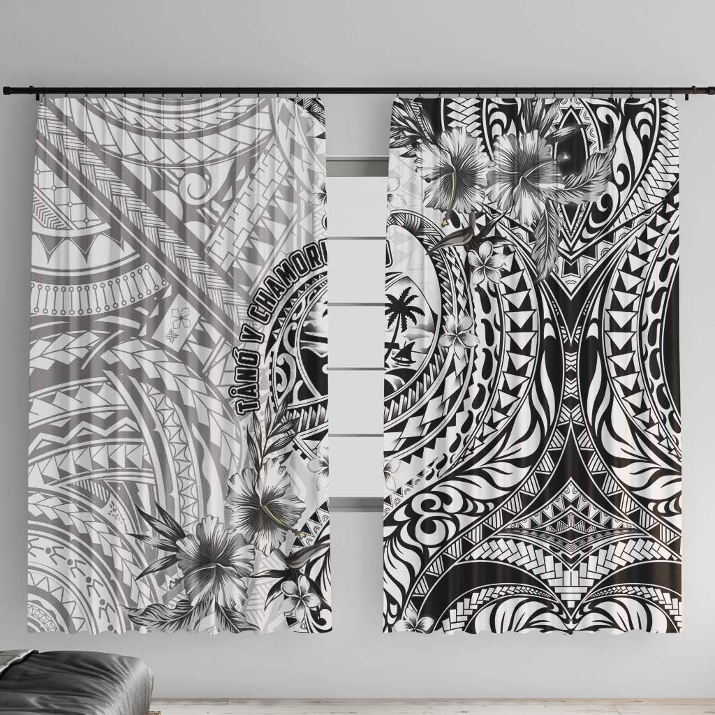 Guam-Land of the Chamorro Window Curtain Polynesian Tattoo Style Hibiscus and Plumeria Art