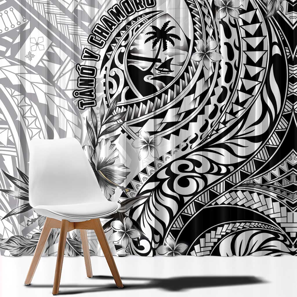 Guam-Land of the Chamorro Window Curtain Polynesian Tattoo Style Hibiscus and Plumeria Art