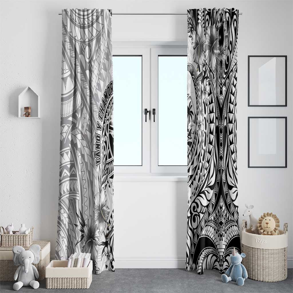 Guam-Land of the Chamorro Window Curtain Polynesian Tattoo Style Hibiscus and Plumeria Art