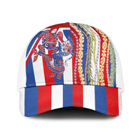 Hawaiian Sea Animals Baseball Net Cap with Lei and Flag Style