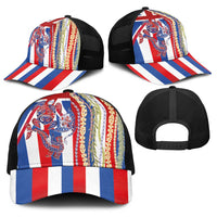 Hawaiian Sea Animals Baseball Net Cap with Lei and Flag Style