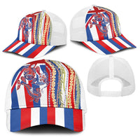 Hawaiian Sea Animals Baseball Net Cap with Lei and Flag Style