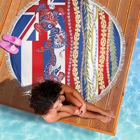 Hawaiian Sea Animals Beach Blanket with Lei and Flag Style