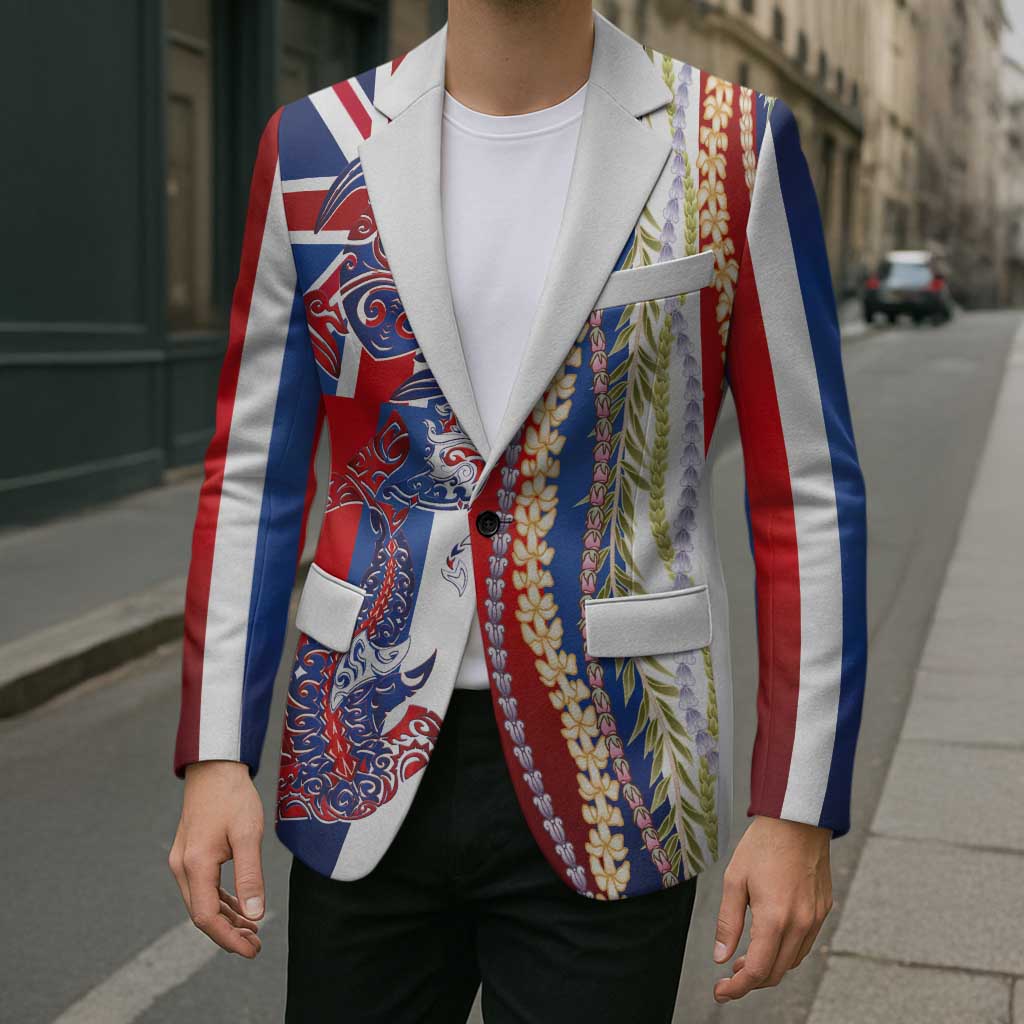 Hawaiian Sea Animals Blazer with Lei and Flag Style