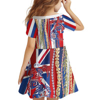 Hawaiian Sea Animals Family Matching Off The Shoulder Long Sleeve Dress and Hawaiian Shirt with Lei and Flag Style LT03 - Polynesian Pride
