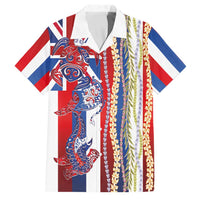 Hawaiian Sea Animals Family Matching Summer Maxi Dress and Hawaiian Shirt with Lei and Flag Style