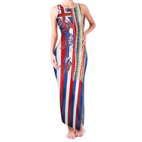 Hawaiian Sea Animals Family Matching Tank Maxi Dress and Hawaiian Shirt with Lei and Flag Style LT03 Mom's Dress Multicolor - Polynesian Pride