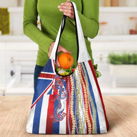 Hawaiian Sea Animals Grocery Bag with Lei and Flag Style