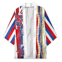 Hawaiian Sea Animals Kimono with Lei and Flag Style