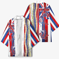 Hawaiian Sea Animals Kimono with Lei and Flag Style