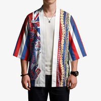 Hawaiian Sea Animals Kimono with Lei and Flag Style