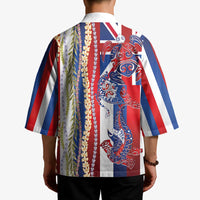 Hawaiian Sea Animals Kimono with Lei and Flag Style