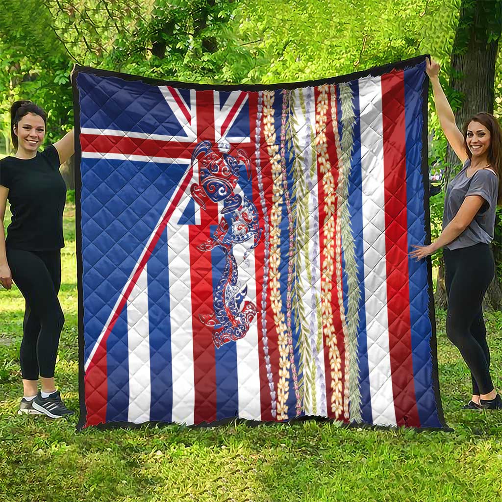 Hawaiian Sea Animals Quilt with Lei and Flag Style