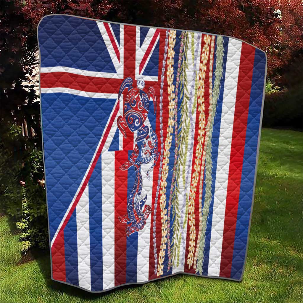 Hawaiian Sea Animals Quilt with Lei and Flag Style
