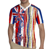 Hawaiian Sea Animals Rugby Jersey with Lei and Flag Style
