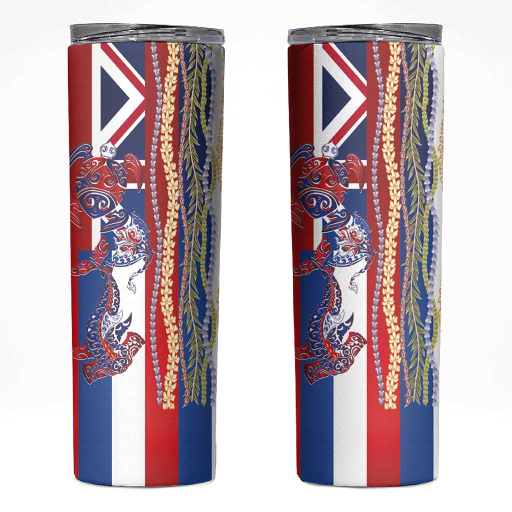 Hawaiian Sea Animals Skinny Tumbler with Lei and Flag Style LT03 Multicolor - Polynesian Pride