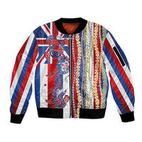 Hawaiian Sea Animals Sleeve Zip Bomber Jacket with Lei and Flag Style LT03 Unisex Multicolor - Polynesian Pride