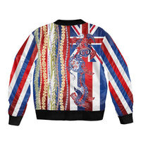 Hawaiian Sea Animals Sleeve Zip Bomber Jacket with Lei and Flag Style LT03 - Polynesian Pride