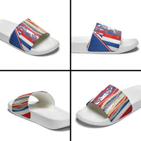 Hawaiian Sea Animals Slide Sandals with Lei and Flag Style