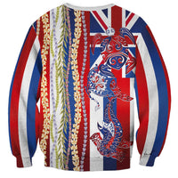 Hawaiian Sea Animals Sweatshirt with Lei and Flag Style