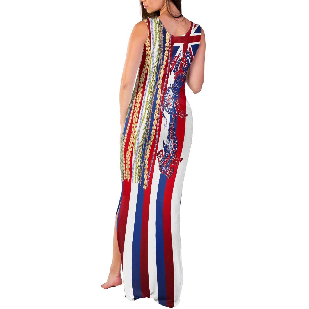 Hawaiian Sea Animals Tank Maxi Dress with Lei and Flag Style LT03 - Polynesian Pride