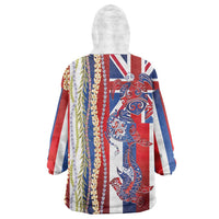 Hawaiian Sea Animals Wearable Blanket Hoodie with Lei and Flag Style