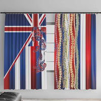 Hawaiian Sea Animals Window Curtain with Lei and Flag Style