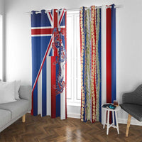 Hawaiian Sea Animals Window Curtain with Lei and Flag Style