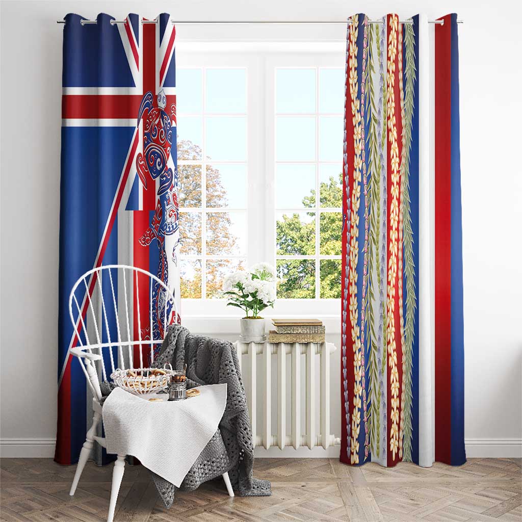 Hawaiian Sea Animals Window Curtain with Lei and Flag Style