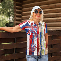 Hawaiian Sea Animals Women Polo Shirt with Lei and Flag Style