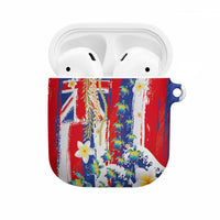 Hawaiian Sea Turtles and Plumeria AirPods Case with Lei and Flag Grunge Style LT03 Multicolor - Polynesian Pride