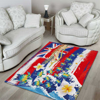 Hawaiian Sea Turtles and Plumeria Area Rug with Lei and Flag Grunge Style LT03 - Polynesian Pride