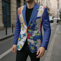 Hawaiian Sea Turtles and Plumeria Blazer with Lei and Flag Grunge Style