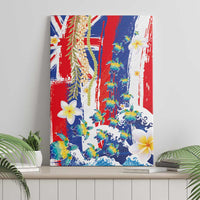 Hawaiian Sea Turtles and Plumeria Canvas Wall Art with Lei and Flag Grunge Style LT03 - Polynesian Pride