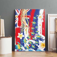 Hawaiian Sea Turtles and Plumeria Canvas Wall Art with Lei and Flag Grunge Style LT03 - Polynesian Pride