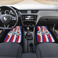 Hawaiian Sea Turtles and Plumeria Car Mats with Lei and Flag Grunge Style LT03 Set 2pcs - Front Multicolor - Polynesian Pride