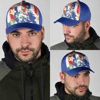 Hawaiian Sea Turtles and Plumeria Classic Cap with Lei and Flag Grunge Style
