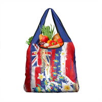 Hawaiian Sea Turtles and Plumeria Grocery Bag with Lei and Flag Grunge Style LT03 1-pack One Size Multicolor - Polynesian Pride