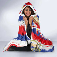 Hawaiian Sea Turtles and Plumeria Hooded Blanket with Lei and Flag Grunge Style LT03 - Polynesian Pride
