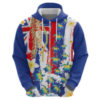 Hawaiian Sea Turtles and Plumeria Hoodie with Lei and Flag Grunge Style LT03 - Polynesian Pride