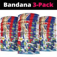 Hawaiian Sea Turtles and Plumeria Neck Gaiter with Lei and Flag Grunge Style LT03 package One Size: 25*50cm Multicolor - Polynesian Pride