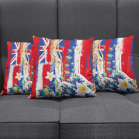Hawaiian Sea Turtles and Plumeria Pillow Cover with Lei and Flag Grunge Style LT03 - Polynesian Pride
