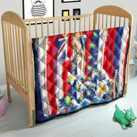 Hawaiian Sea Turtles and Plumeria Quilt with Lei and Flag Grunge Style LT03 - Polynesian Pride