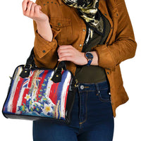 Hawaiian Sea Turtles and Plumeria Shoulder Handbag with Lei and Flag Grunge Style LT03 - Polynesian Pride