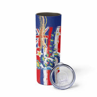 Hawaiian Sea Turtles and Plumeria Skinny Tumbler with Lei and Flag Grunge Style LT03 - Polynesian Pride